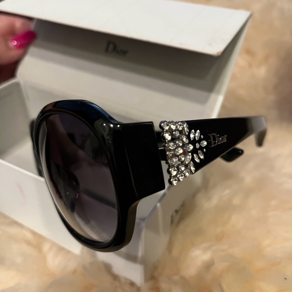 Dior Black Sunglasses with Crystal Accents - Picture 4 of 12
